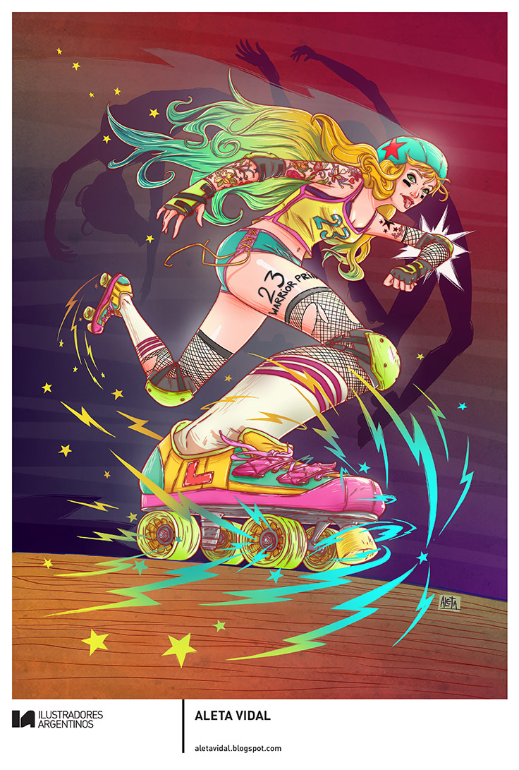 © ALETA VIDAL | Ilustración para la muestra Roller Derby de Ilustradores Argentinos | #rollerderby | Fotos: https://www.facebook.com/media/set/?set=a.725585730870003.1073741832.100296976732218&type=1