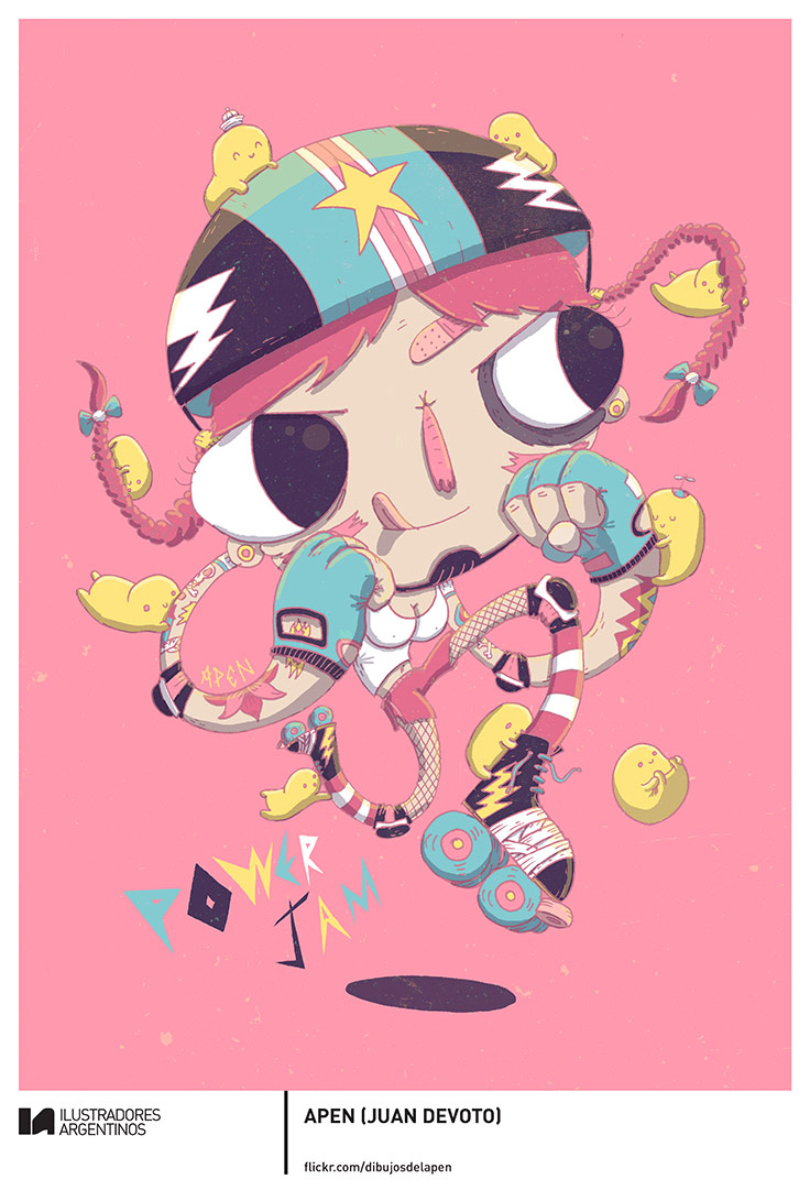 © APEN (JUAN DEVOTO) | Ilustración para la muestra Roller Derby de Ilustradores Argentinos | #rollerderby | Fotos: https://www.facebook.com/media/set/?set=a.725585730870003.1073741832.100296976732218&type=1