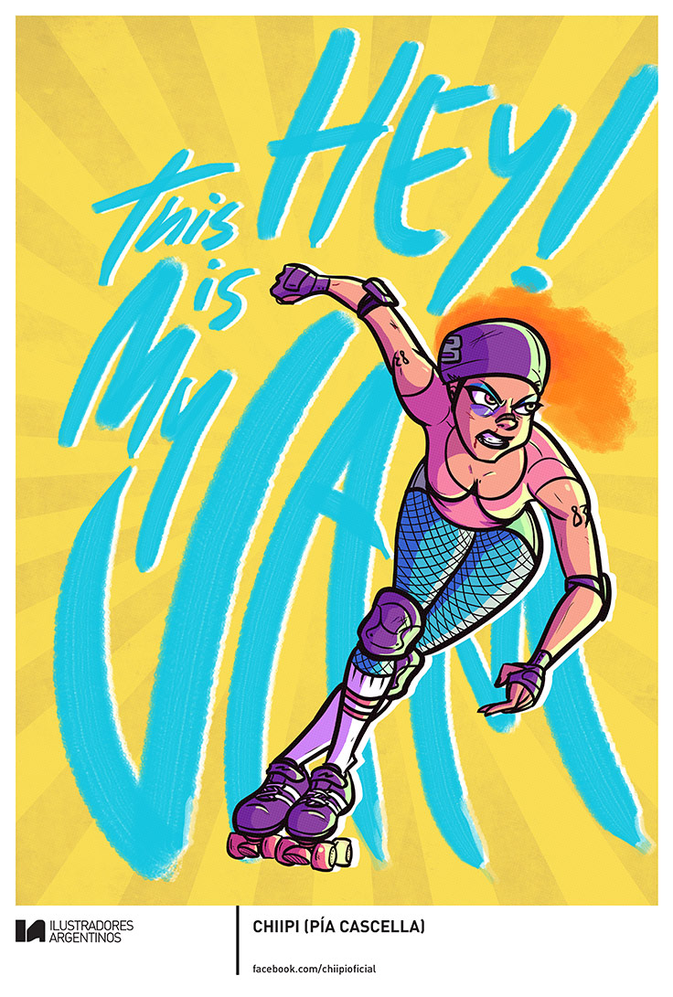 © CHIIPI (PÍA CASCELLA) | Ilustración para la muestra Roller Derby de Ilustradores Argentinos | #rollerderby | Fotos: https://www.facebook.com/media/set/?set=a.725585730870003.1073741832.100296976732218&type=1