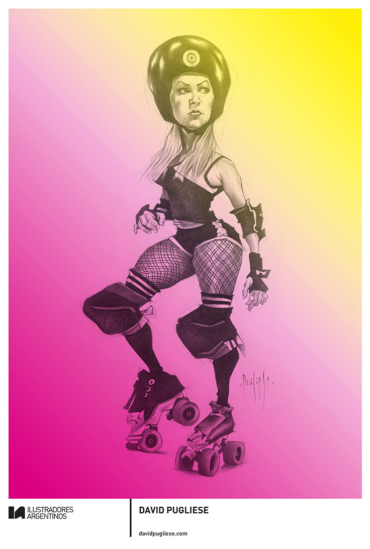 © DAVID PUGLIESE | Ilustración para la muestra Roller Derby de Ilustradores Argentinos | #rollerderby | Fotos: https://www.facebook.com/media/set/?set=a.725585730870003.1073741832.100296976732218&type=1