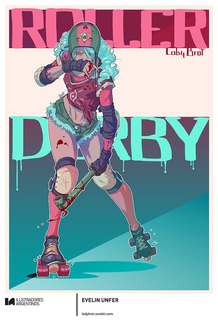 © EVELIN UNFER | Ilustración para la muestra Roller Derby de Ilustradores Argentinos | #rollerderby | Fotos: https://www.facebook.com/media/set/?set=a.725585730870003.1073741832.100296976732218&type=1