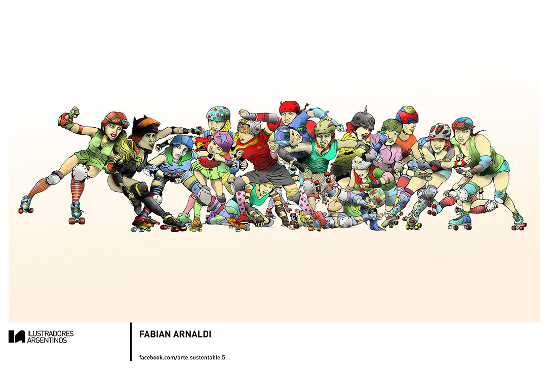 © FABIAN ARNALDI | Ilustración para la muestra Roller Derby de Ilustradores Argentinos | #rollerderby | Fotos: https://www.facebook.com/media/set/?set=a.725585730870003.1073741832.100296976732218&type=1