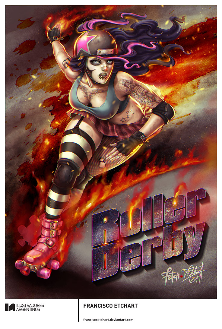 © FRANCISCO ETCHART | Ilustración para la muestra Roller Derby de Ilustradores Argentinos | #rollerderby | Fotos: https://www.facebook.com/media/set/?set=a.725585730870003.1073741832.100296976732218&type=1