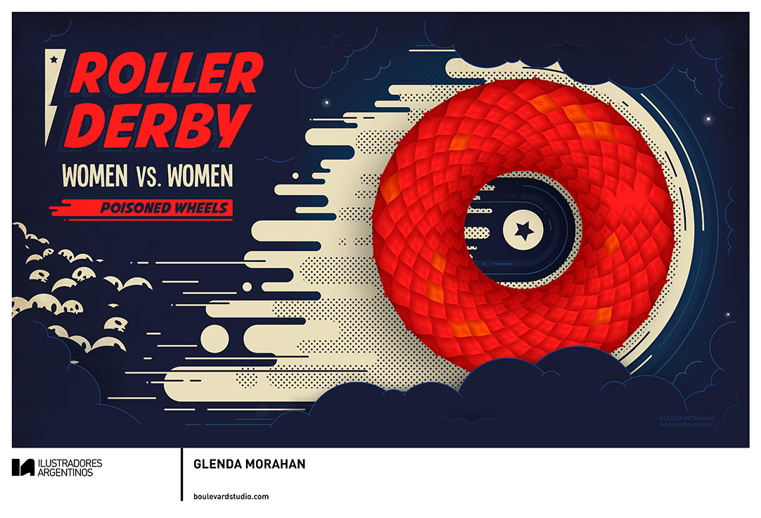 © GLENDA MORAHAN | Ilustración para la muestra Roller Derby de Ilustradores Argentinos | #rollerderby | Fotos: https://www.facebook.com/media/set/?set=a.725585730870003.1073741832.100296976732218&type=1