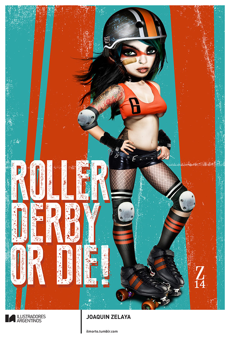 © JOAQUIN ZELAYA | Ilustración para la muestra Roller Derby de Ilustradores Argentinos | #rollerderby | Fotos: https://www.facebook.com/media/set/?set=a.725585730870003.1073741832.100296976732218&type=1