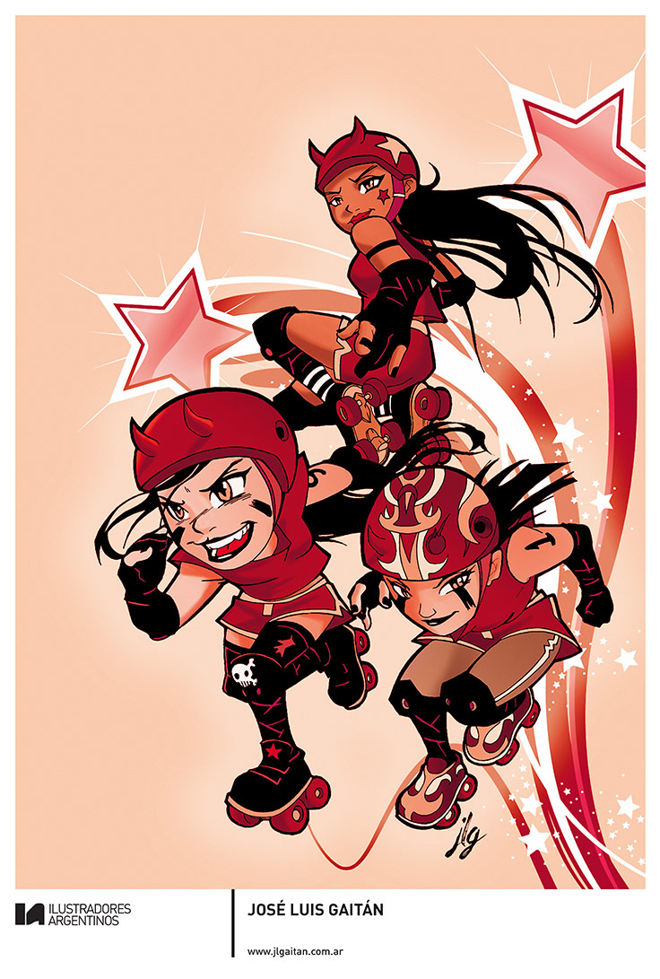 © JOSÉ LUÍS GAITÁN | Ilustración para la muestra Roller Derby de Ilustradores Argentinos | #rollerderby | Fotos: https://www.facebook.com/media/set/?set=a.725585730870003.1073741832.100296976732218&type=1