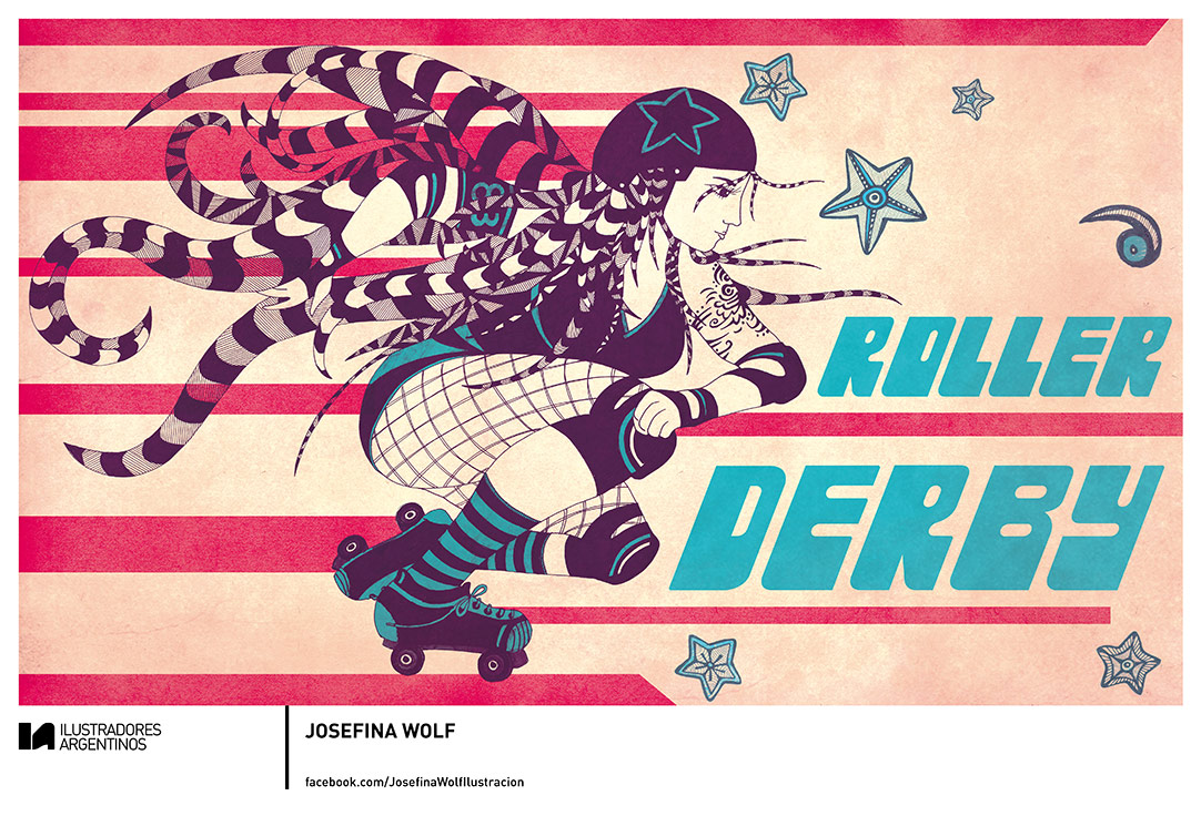 © JOSEFINA WOLF | Ilustración para la muestra Roller Derby de Ilustradores Argentinos | #rollerderby | Fotos: https://www.facebook.com/media/set/?set=a.725585730870003.1073741832.100296976732218&type=1