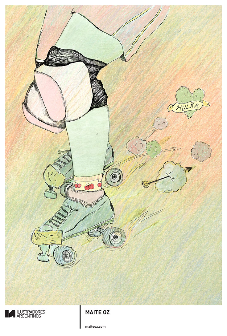 © MAITE OZ | Ilustración para la muestra Roller Derby de Ilustradores Argentinos | #rollerderby | Fotos: https://www.facebook.com/media/set/?set=a.725585730870003.1073741832.100296976732218&type=1
