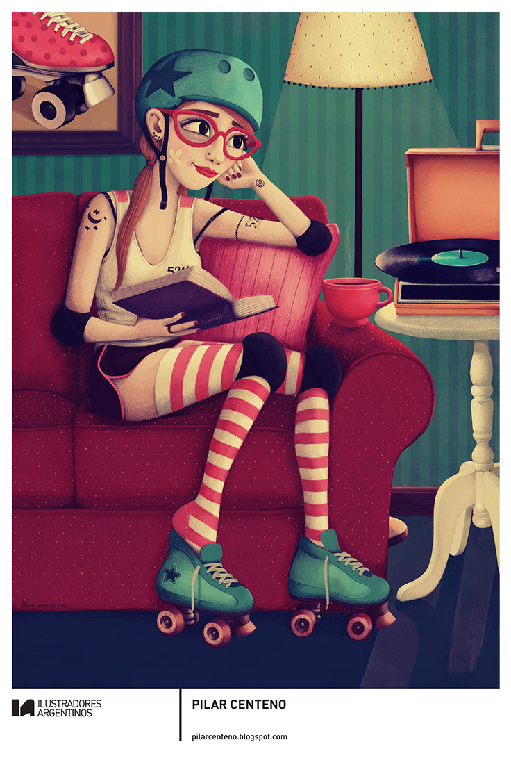 © PILAR CENTENO | Ilustración para la muestra Roller Derby de Ilustradores Argentinos | #rollerderby | Fotos: https://www.facebook.com/media/set/?set=a.725585730870003.1073741832.100296976732218&type=1