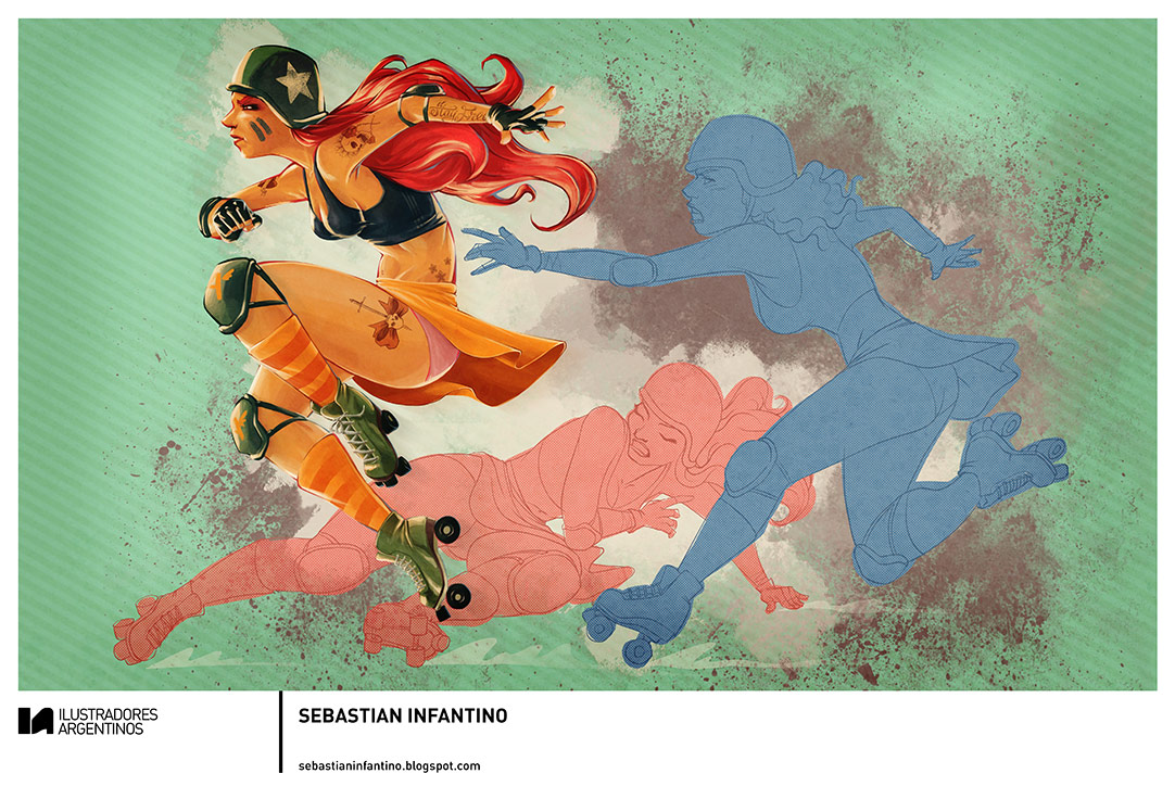 © SEBASTIAN INFANTINO | Ilustración para la muestra Roller Derby de Ilustradores Argentinos | #rollerderby | Fotos: https://www.facebook.com/media/set/?set=a.725585730870003.1073741832.100296976732218&type=1
