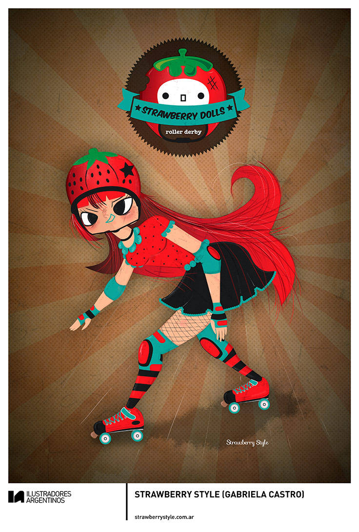 © STRAWBERRY STYLE (GABRIELA CASTRO) | Ilustración para la muestra Roller Derby de Ilustradores Argentinos | #rollerderby | Fotos: https://www.facebook.com/media/set/?set=a.725585730870003.1073741832.100296976732218&type=1